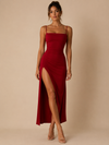 Amara Lace-Up Maxi Dress – Garnet Red