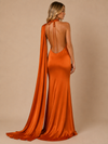 Sienna Satin Scarf Maxi Dress – Burnt Amber