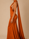 Sienna Satin Scarf Maxi Dress – Burnt Amber