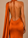 Sienna Satin Scarf Maxi Dress – Burnt Amber