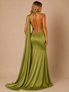 Sienna Satin Scarf Maxi Dress – Sage Olive