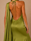 Sienna Satin Scarf Maxi Dress – Sage Olive