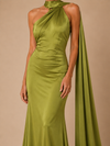 Sienna Satin Scarf Maxi Dress – Sage Olive