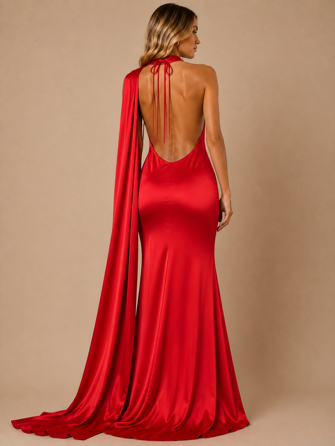 Sienna Satin Scarf Maxi Dress – Scarlet Red
