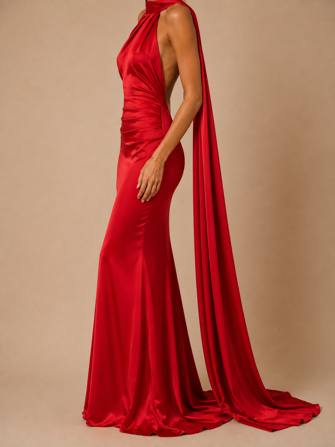 Sienna Satin Scarf Maxi Dress – Scarlet Red