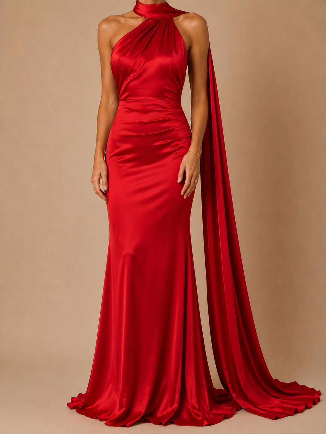 Sienna Satin Scarf Maxi Dress – Scarlet Red