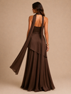 Aurelia Strapless Scarf Maxi Dress – Espresso Brown