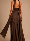 Aurelia Strapless Scarf Maxi Dress – Espresso Brown