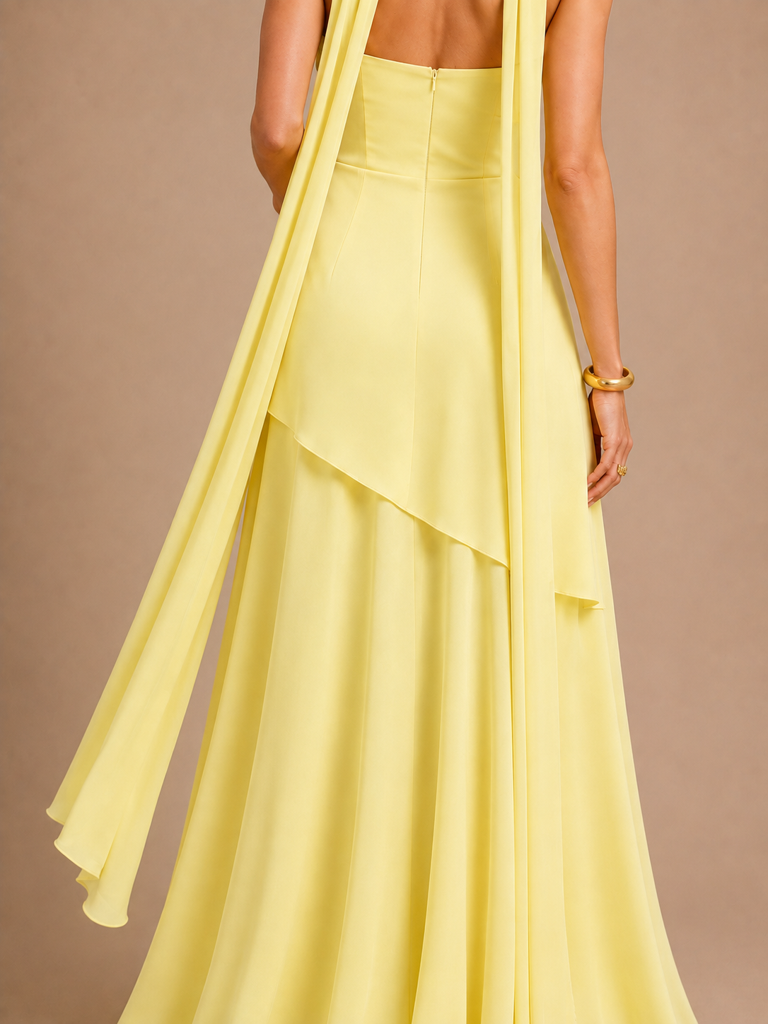 Aurelia Strapless Scarf Maxi Dress – Buttercream Yellow
