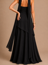Aurelia Strapless Scarf Maxi Dress – Onyx Black