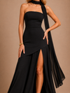 Aurelia Strapless Scarf Maxi Dress – Onyx Black