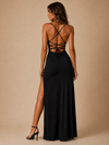 Amara Lace-Up Maxi Dress – Onyx Black