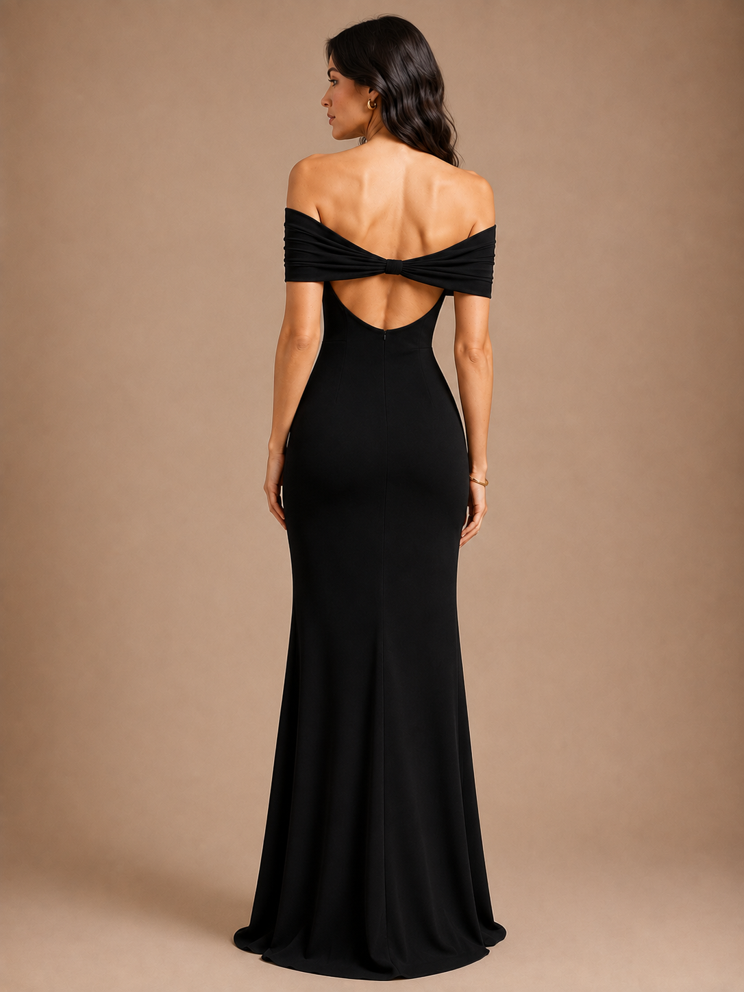 Elodie Off-Shoulder Maxi Dress – Onyx Black