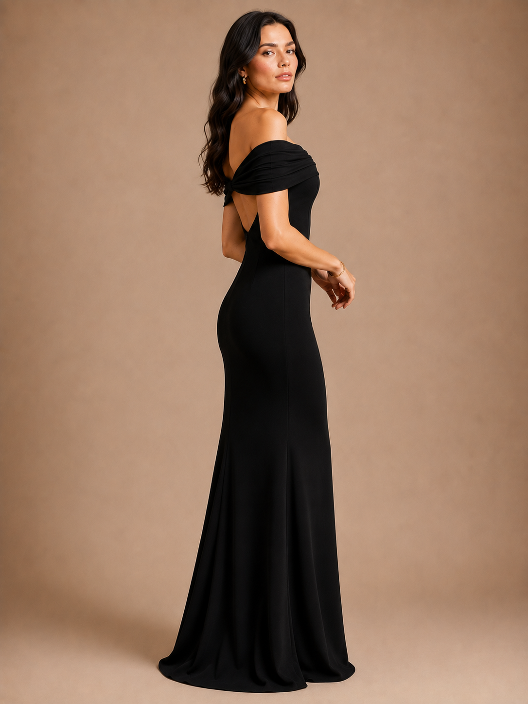 Elodie Off-Shoulder Maxi Dress – Onyx Black
